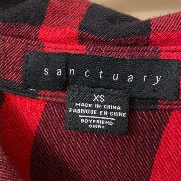 Sanctuary red and black plaid button shirt XS - Picture 6 of 10